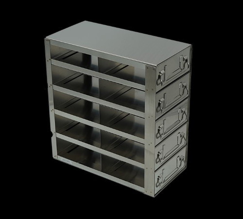 stainless steel laboratory freezer drawer rack for 2 inch cryo boxes two deep by five high 