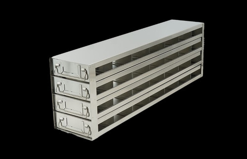 stainless steel laboratory freezer drawer rack for 28 deep well plates 4 x 7 