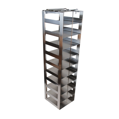 stainless steel vertical freezer rack for chest freezers holds ten 2 cryoboxes 