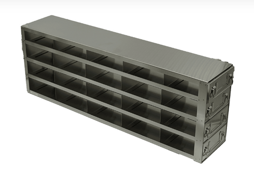 [FR-DRW-2-20L] stainless steel laboratory freezer drawer rack for 2 inch cryo boxes five deep and four high