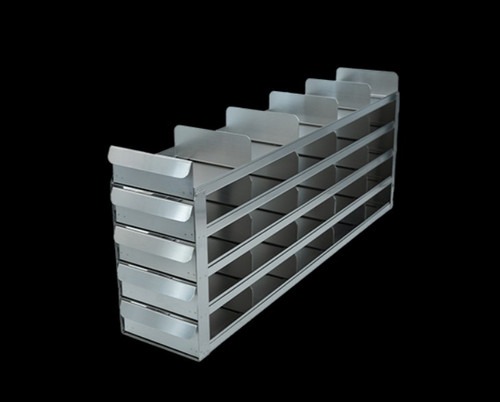 [FR-A-SL-2-25] stainless steel laboratory freezer rack with sliding trays for 2 inch cryo boxes 